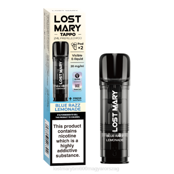 LOST MARY ár elveszett mary tappo előretöltött hüvelyek - 20 mg - 2 db NFR4181 kék razz limonádé